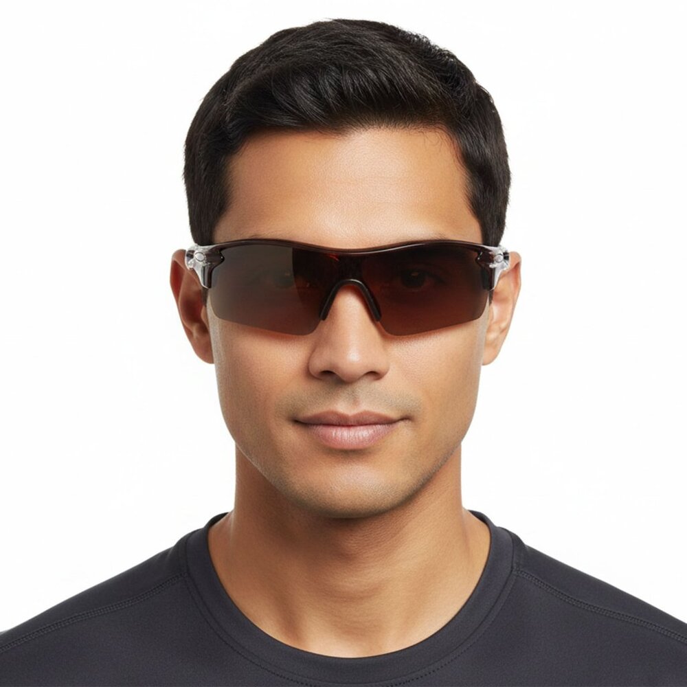 Sport Shield Wraparound Sunglasses • Tortoise & Amber Radar Style  Made in USA